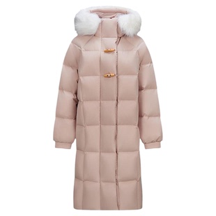 陈都灵森马羽绒服女长款三防冬季甜美风小个子大毛领奶白色外套