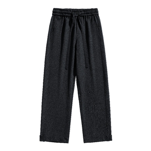 啄木鸟春季新款黑色裤子男士宽松阔腿直筒垂感百搭运动休闲长裤TZ
