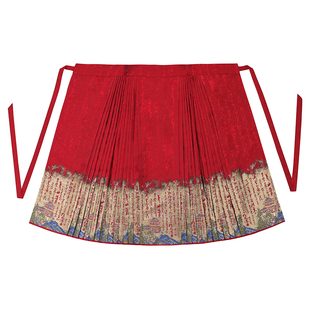 云涧山【千字文】改良汉服七对褶红色马面裙新中式国风半身裙春夏