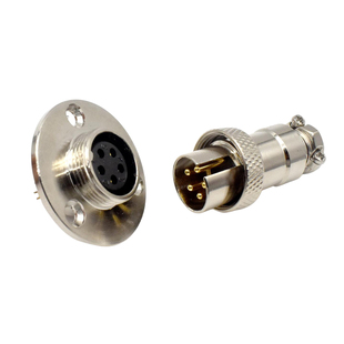 航空插头GX16-2芯3/4/5/6/7/8芯连接器公插头固定法兰母座M16反装