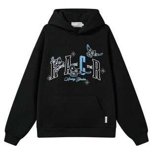 HACR小香风贴布珠片绣连帽卫衣 美式复古宽松休闲连帽上衣