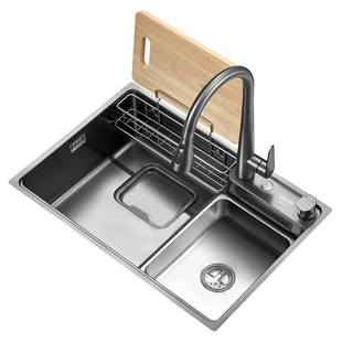 【新品上市】华帝日式丝雨集渣压纹纳米水槽加厚大单槽厨房洗菜盆