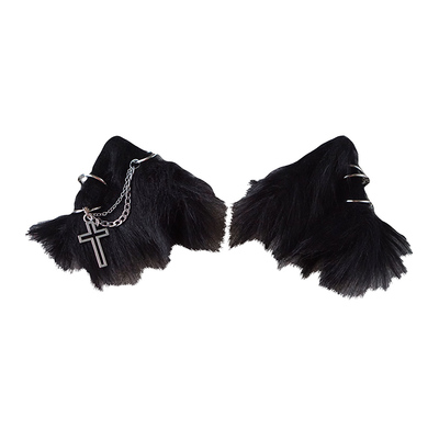 原创手工猫耳发夹暗黑饰物