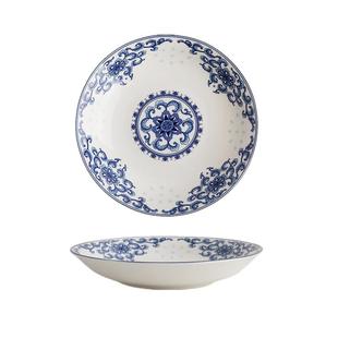 逐鹿玲珑花家用陶瓷菜盘子碟子大鱼盘陶瓷餐具碗碟套装青花瓷碗盘