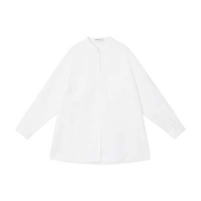 CAREMIND秋月白汉麻宽松衬衫