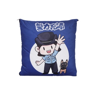 蜀黍家police警察抱枕警力充沛罗威纳款毛绒三合一午睡靠垫折叠毯