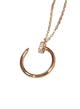 高版本 钉子项链 女镀18K玫瑰金满钻头尾毛衣链不掉色钻轻奢小众