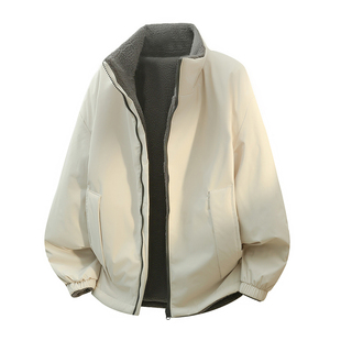 WASSUP棉服男款冬季羊羔绒外套男生加绒双面穿外套夹克棉衣青少年