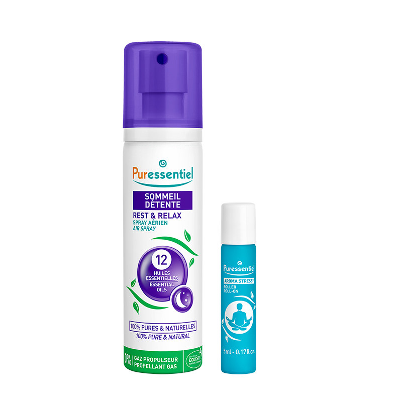 Puressentiel璞医香睡眠喷雾舒缓安神滚珠组合薰衣草轻松安睡法国