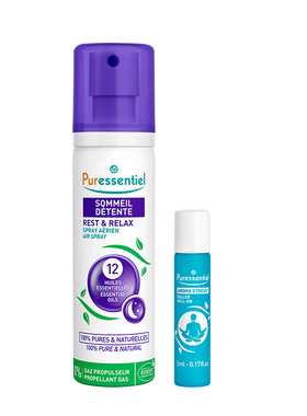 Puressentiel璞医香睡眠喷雾舒缓安神滚珠组合薰衣草轻松安睡法国