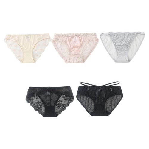 【5条99元】微胖女士高弹蕾丝网纱系列加大码包臀舒适显瘦女内裤