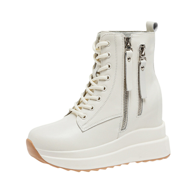 香港马丁靴女2025新款秋冬真皮显瘦厚底女鞋内增高小个子软底短靴