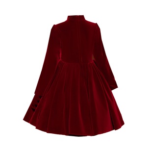 女童旗袍中国风红色儿童新年礼服长袖生日演出服女孩过年拜年服冬