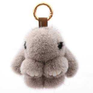 水貂毛小兔子迷你垂耳兔包包挂饰装死兔毛绒公仔手机车钥匙扣挂件