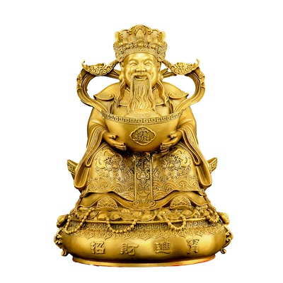 2黄铜财神爷供奉神像新款范蠡财神爷像家用店铺大号财神摆件