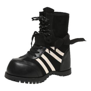 ZFCQ香港丑萌内增高马丁靴女款2026春秋超高跟小个子休闲瘦瘦短靴