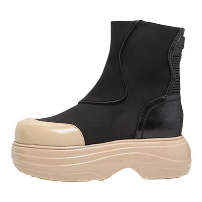 BLOCCO5秋冬厚底拼色机车靴