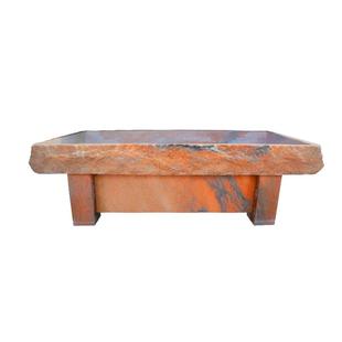 天然晚霞红大理石花盆长方形托盘深盆吸水石上水石盆景盆假山盆景