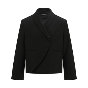 OaOO短宽翻领不对称西装外套夹克设计感夹克通勤休闲