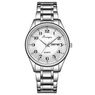 老人手表男士爸爸女款情侣表防水老年人女士钢带石英表男款机械表