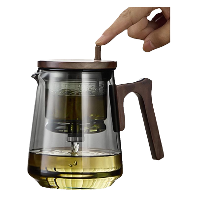 【一键茶水分离】胡桃木滤茶壶