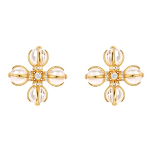 G XIAOXIAO 镀K金【棱光十字金刚杵】时尚气质百搭耳环 F16H73