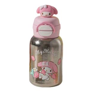 杯具熊开口笑纯钛保温杯儿童双饮水杯子宝宝吸管水壶学生上学专用