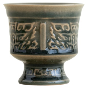 臻尧主人杯品茗杯越窑青瓷高足杯茶杯茶道喝茶泡茶家用功夫茶具