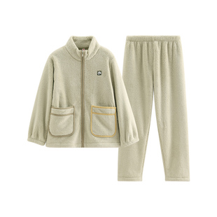 芬腾情侣睡衣女秋冬抗静电珊瑚绒长袖套装男士时尚加绒大码家居服