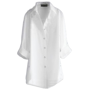 女士衬衫减龄漂亮洋气白色气质中长款前短后长连衣裙系带防晒衬衣