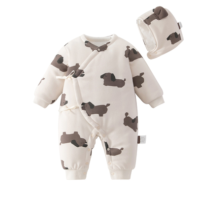 棉恋森新生儿婴儿衣服加棉连体衣