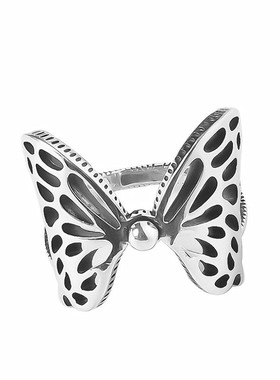 韩国蝴蝶结戒指女小众设计镀银