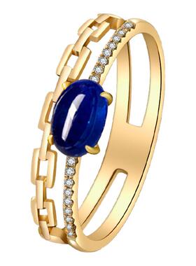 FIICCI菲伊奇 18K金彩色宝石戒指皇家蓝蓝宝石戒指古巴双链送闺蜜