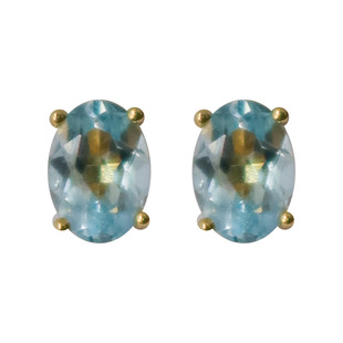 水色 经典天空蓝托帕石耳钉通体925纯银镀金精致小巧耳饰茑居笔记