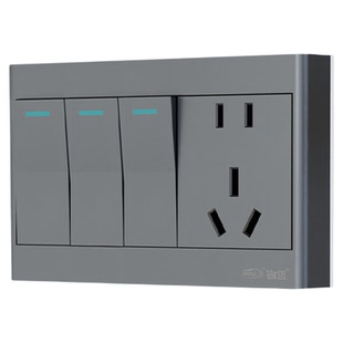 锦迈明装插座三开五孔带开关面板单/双控118型3开5孔带超薄明线盒