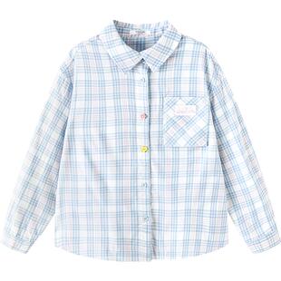 巴拉巴拉女童衬衫中大童格子衬衣春秋款童装儿童休闲外套宝宝上衣