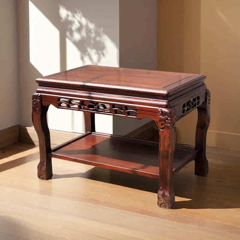 中式奇石底座实木花几正长方形木质鱼缸置物架客厅室内承重盆景架