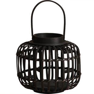 竹编手提风灯家居桌面浪漫氛围灯咖啡厅餐厅装饰烛台古朴风格灯笼