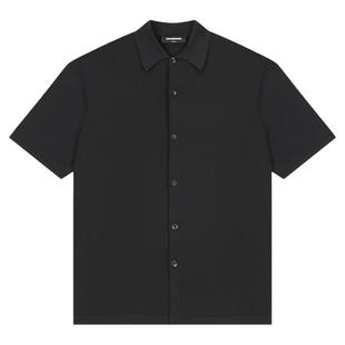 haonanhuang LEM风14针超细纱线垂感锦纶混纺合身短袖衬衫