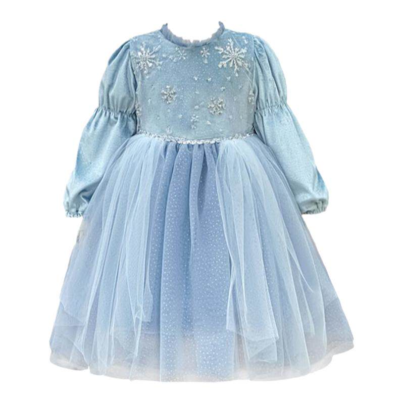 儿童礼服蓬蓬网纱重工冰雪连衣裙