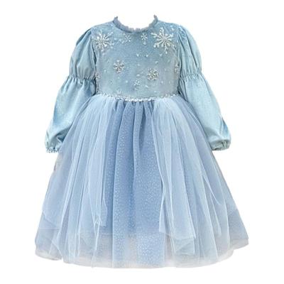儿童礼服蓬蓬网纱重工冰雪连衣裙