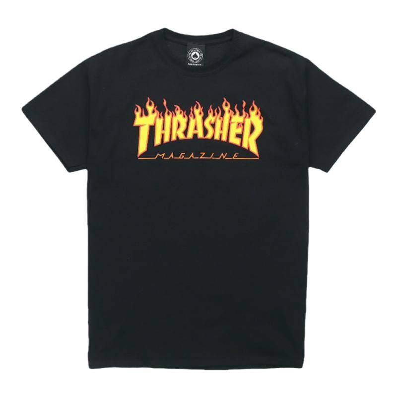 THRASHER美版正品授权基础火焰印花一博同款潮牌宽松情侣短袖春夏