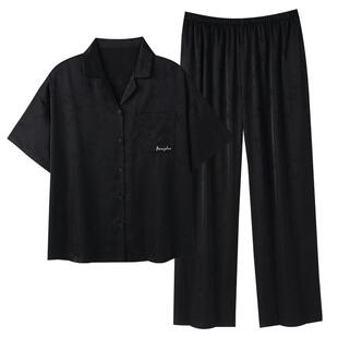 睡衣女士夏季冰丝短袖长裤2026新款夏天仿真丝绸高级感夏款家居服
