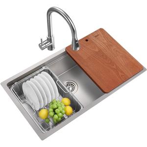 欧琳水槽大单槽厨房叠中叠家用304不锈钢台下洗菜盆纳米洗碗水槽