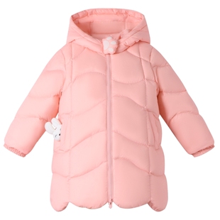 安奈儿童装女童长款羽绒服冬甜美纯色三防保暖可爱加厚
