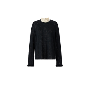 宫小妍【水貂毛·舒芙蕾】半高领木耳边新中式上衣510205