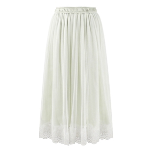 秋水伊人休闲时尚半身裙2026年春季新款女气质优雅闪光缎面网纱裙