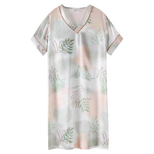 睡裙女夏季冰丝短袖长款睡衣2026新款夏天仿真丝绸孕妇妈妈连衣裙