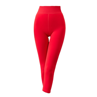 秋冬加绒加厚大红色结婚八分打底裤外穿薄绒靴裤保暖裤九分长裤女