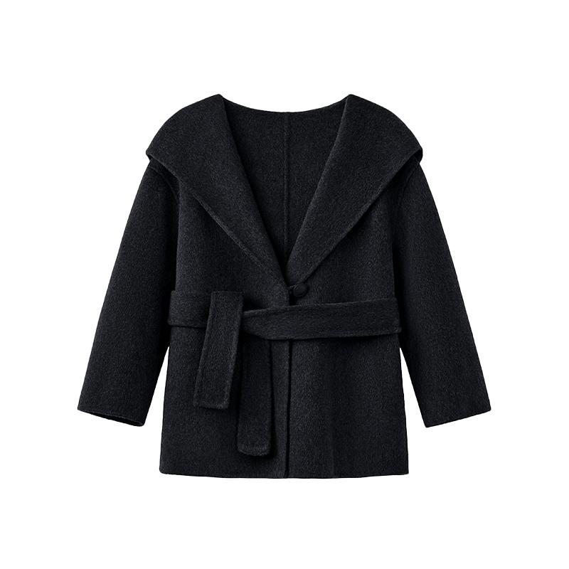 OPCP女童连帽双面羊绒大衣秋冬
